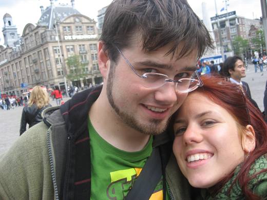 Wange an Wange auf dem Dam in Amsterdam, Selfie 2008, lange vor der Frontkamera